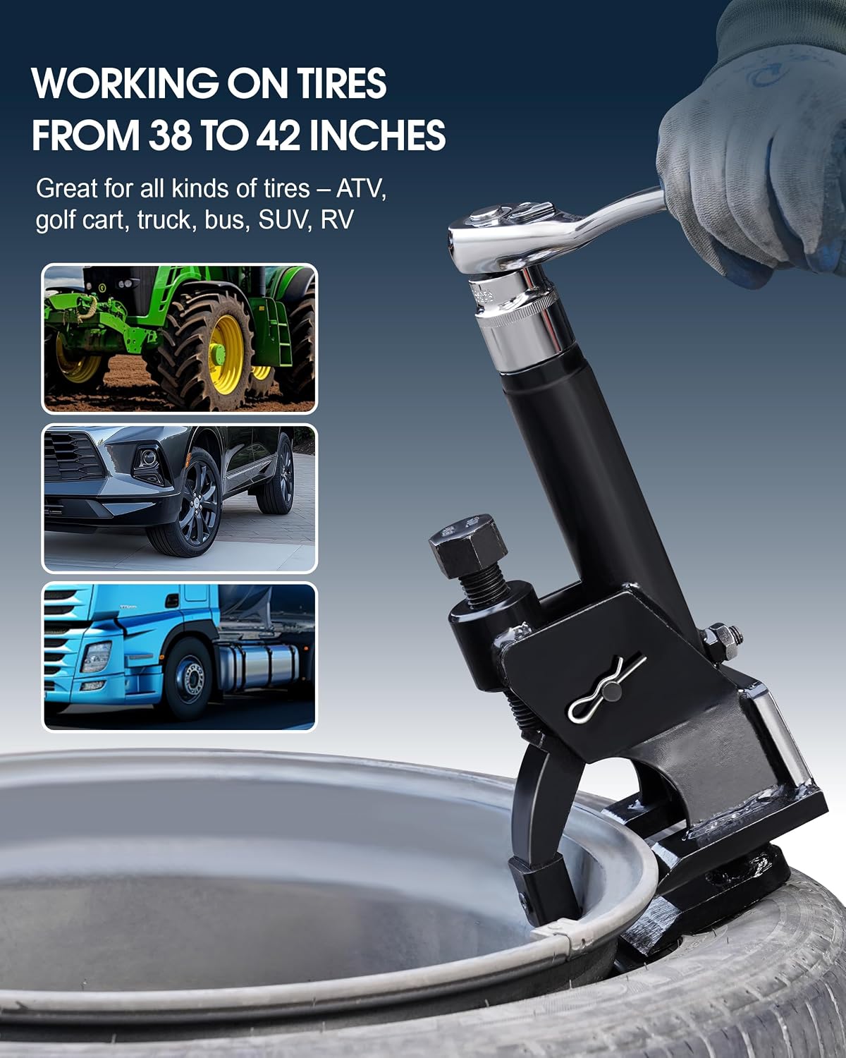 Manual Tire Bead Breaker, 38"-42" Tires Changer Tool w/Rubber Pad, Protect Aluminum Alloy Hubs, Easy-Operated Tire