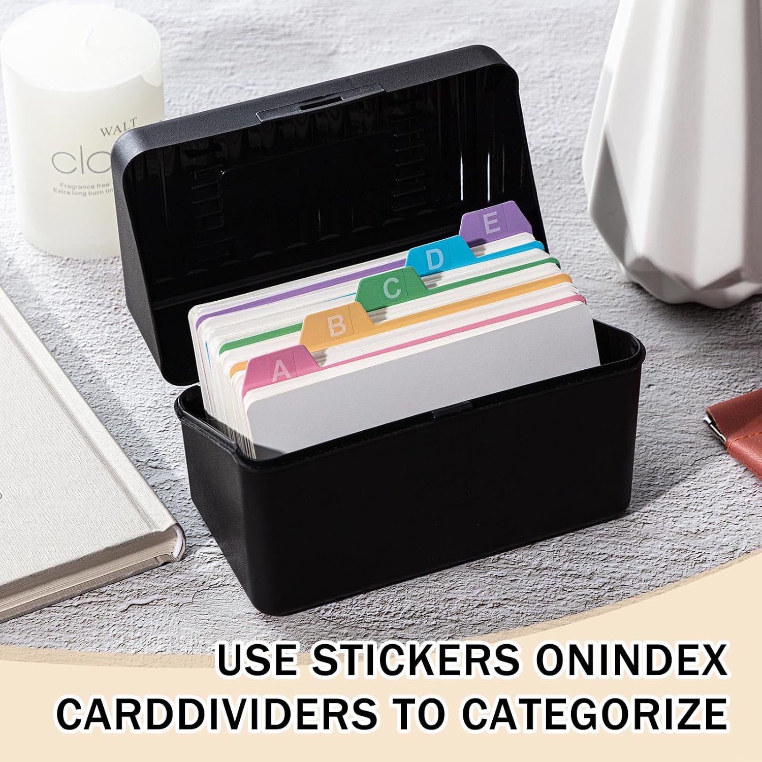 50 Pack 3 x 5 Inch Index Card Dividers with Tabs, 250gsm Paper | A-Z, Number Sticker, Dry Erase Index Card Guide