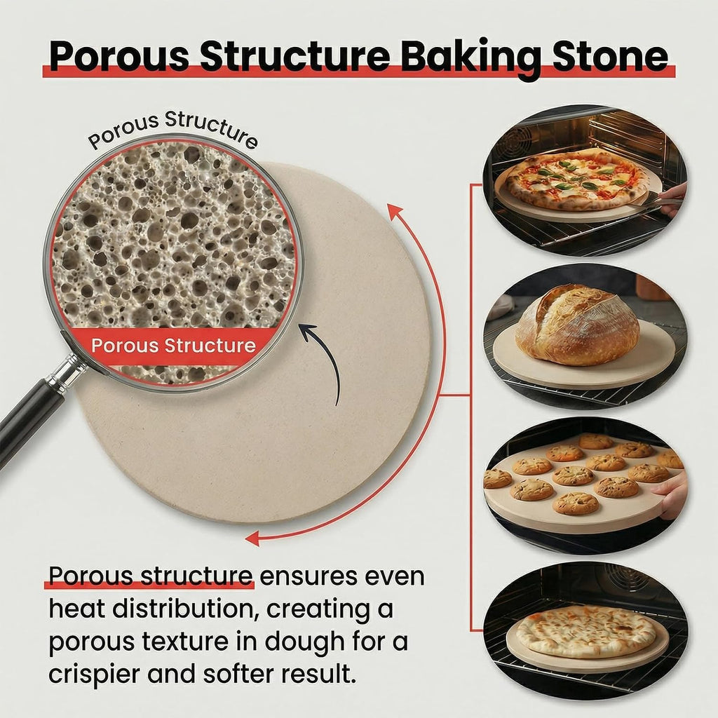 16 Inch Round Cordierite Pizza Stone, 1472°F Heat Resistant, Thermal Shock Resistant Baking Stone for Oven & Grill