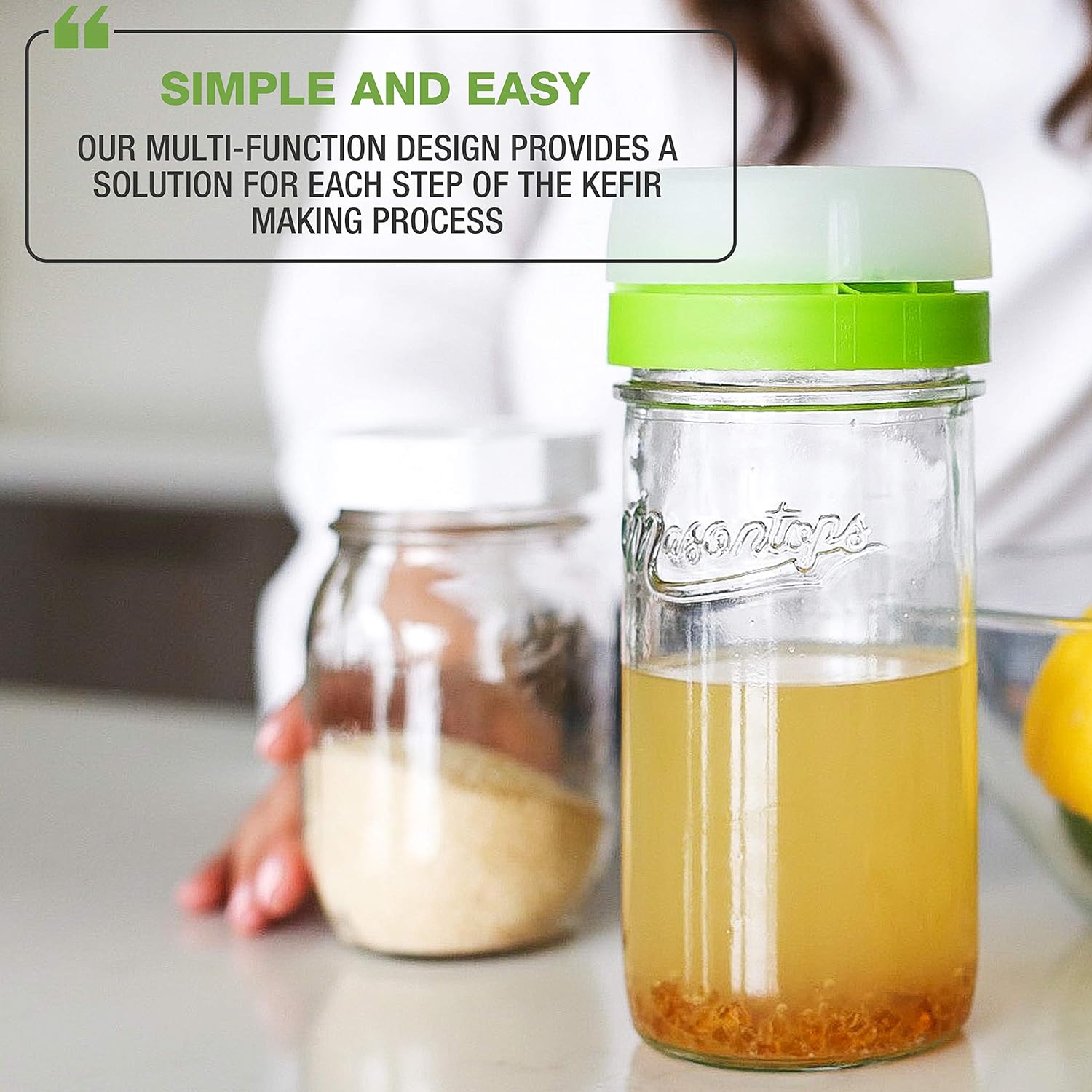 kefir lid mason jar lids wide mouth mason jar lids living culture grain drainer starter kit for home fermentation 2