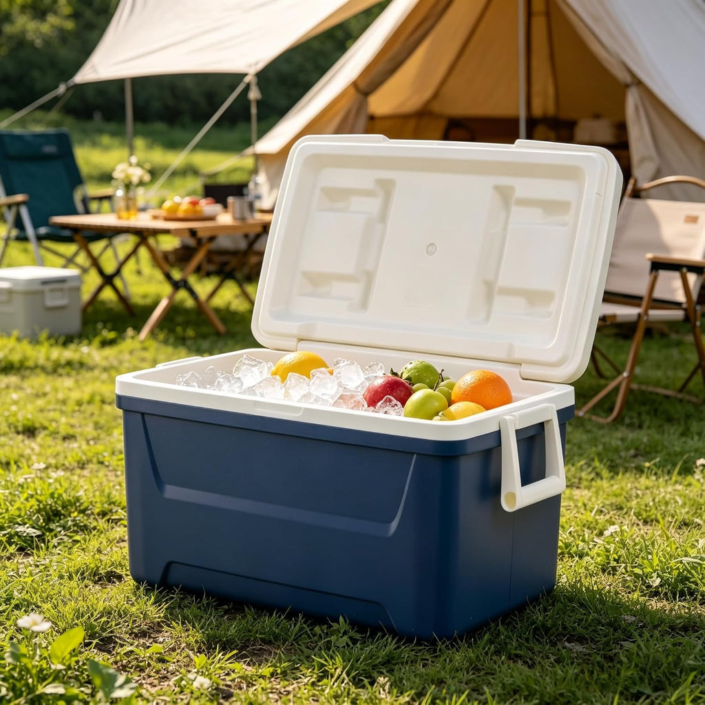 48 QT Hard-Sided Ice Chest Cooler, Capacity Heavy Duty Ice Chest, Swing-Up Handles, Eco-Friendly Foam Insulation