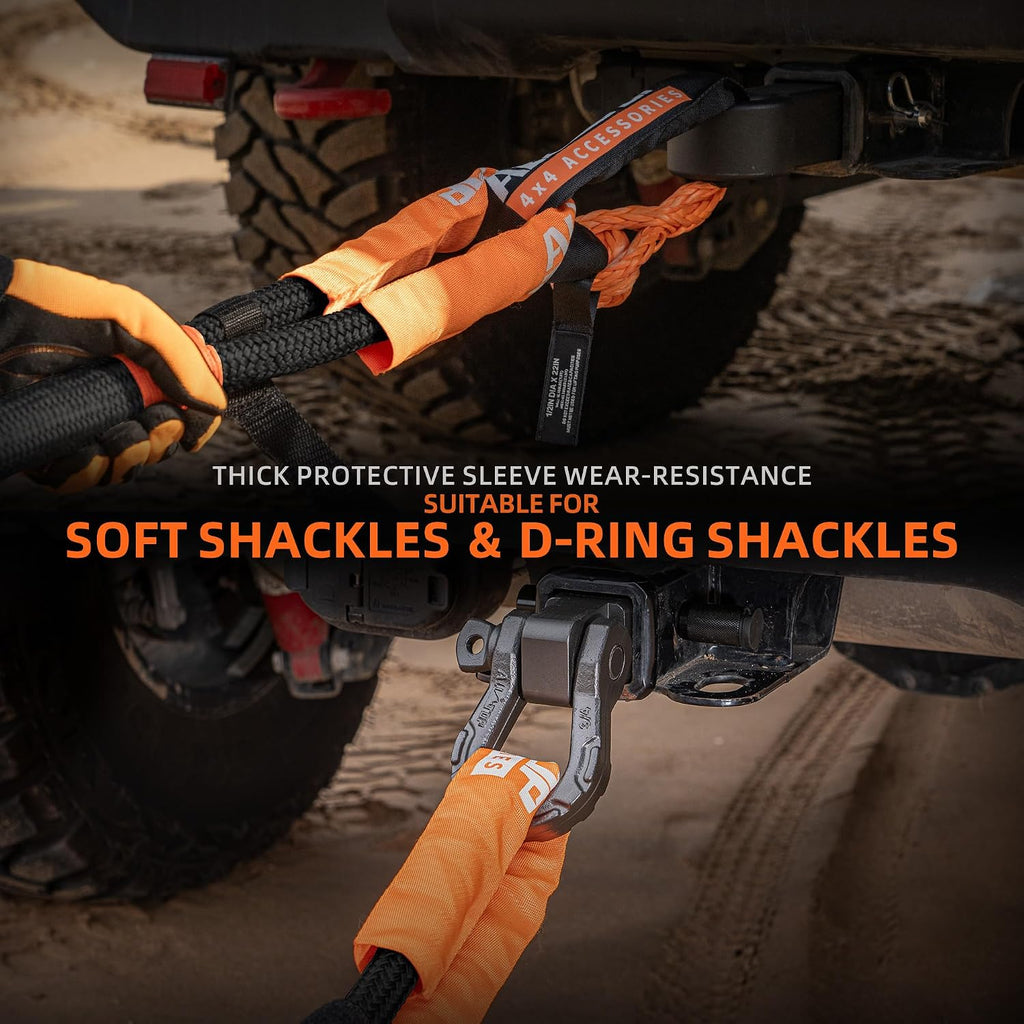 Kinetic Recovery Rope Kit w/ 2 Soft Shackles, 48000Lbs, 1in x 30ft, Heavy Duty 30+% Elasticity, 16000Lbs Work Load Limit
