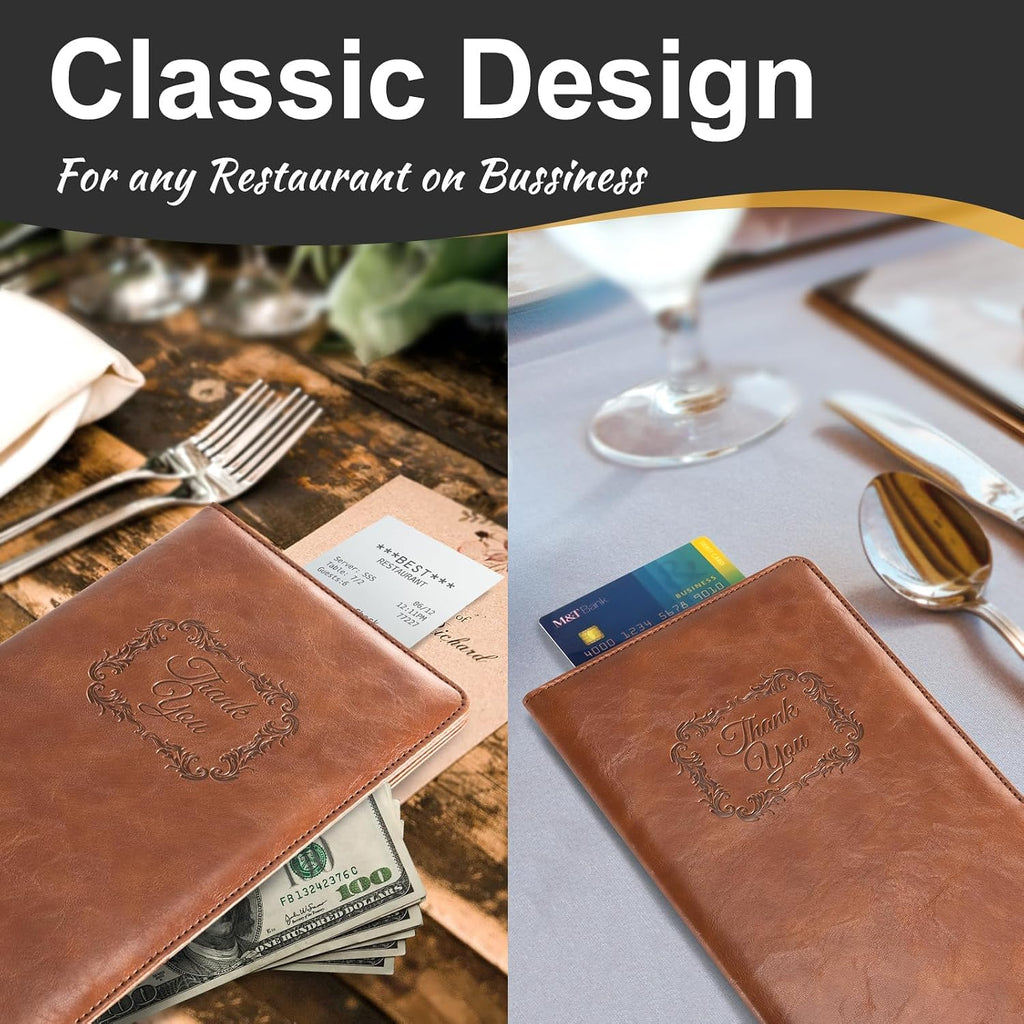 Restaurant Check Presenters - Customer Check Holder for Restaurants, Restaurant Bill Holder, Brown THX- 20 Pack