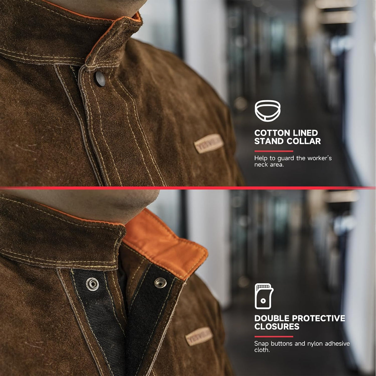 Leather Welding Jacket | Heavy Duty Heat Flame Resistant for Men Women welder jacket Welding Coat