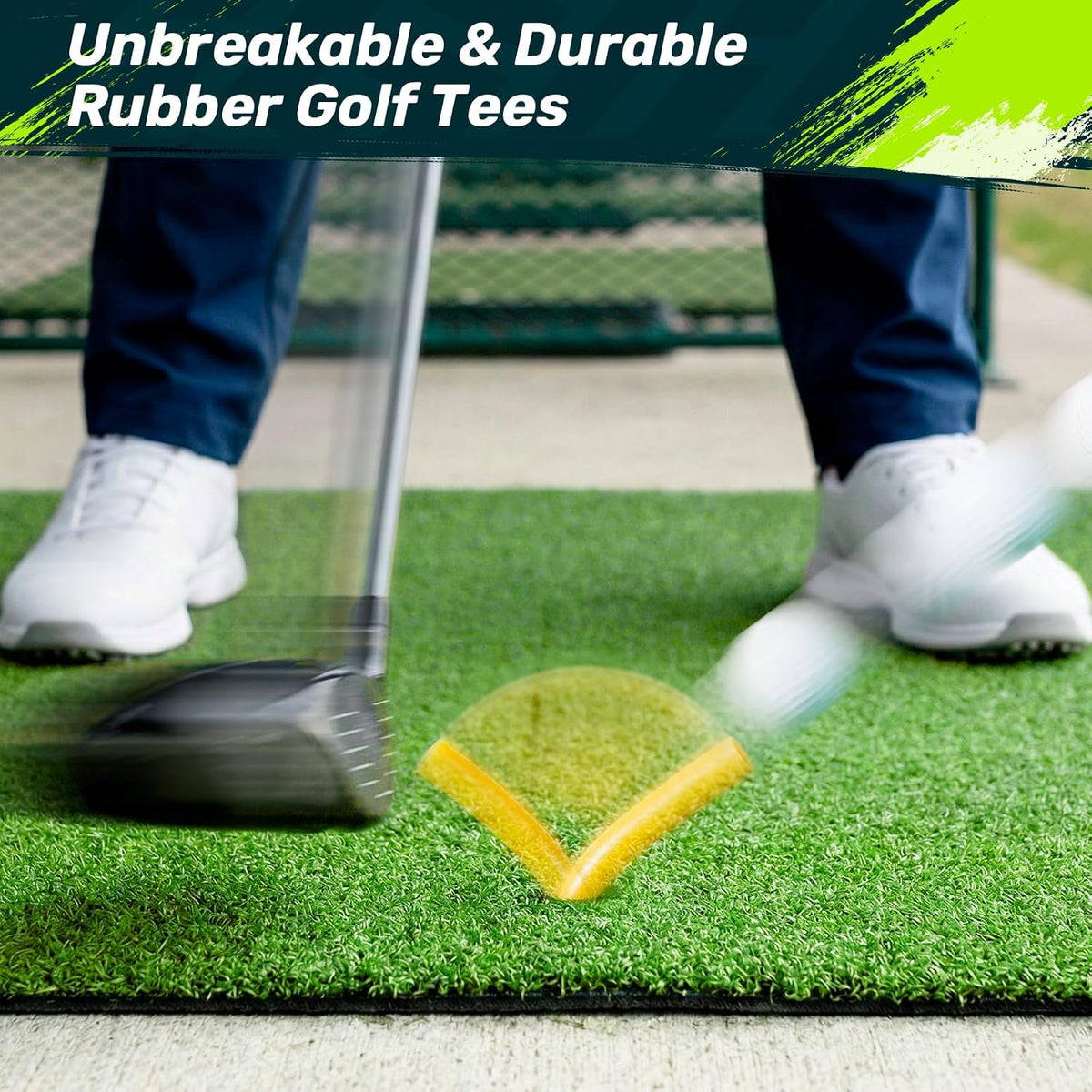 Golf Mat Tee Set, 5/11 Pack Rubber Tees with 40 Pack Bamboo Golf Tees for Practice Mats, Driving Range & Golf Simulator
