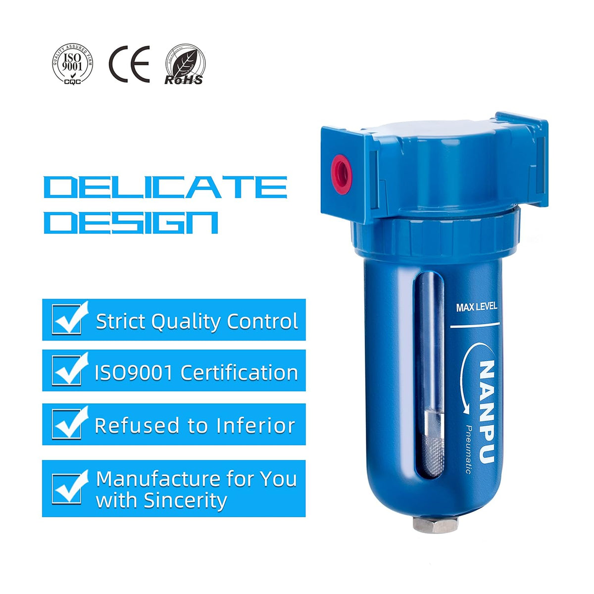 NANPU Zinc Alloy Desiccant Dryer, Compressed Air in Line Filter