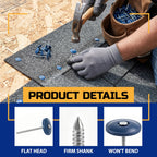 200 Pack 2 Inch Plastic Cap Nails, Round Roofing Nails, Blue
