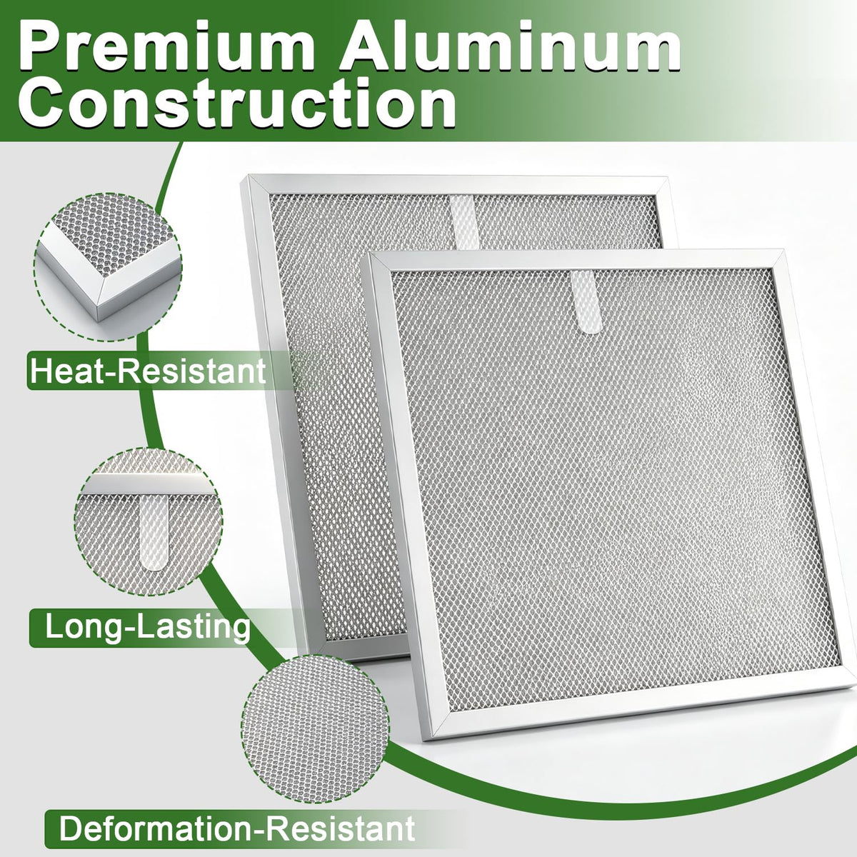 2-Pack Range Hood Aluminum Mesh Grease Vent Stove Filter 11 X 11 X 0.37 Inches
