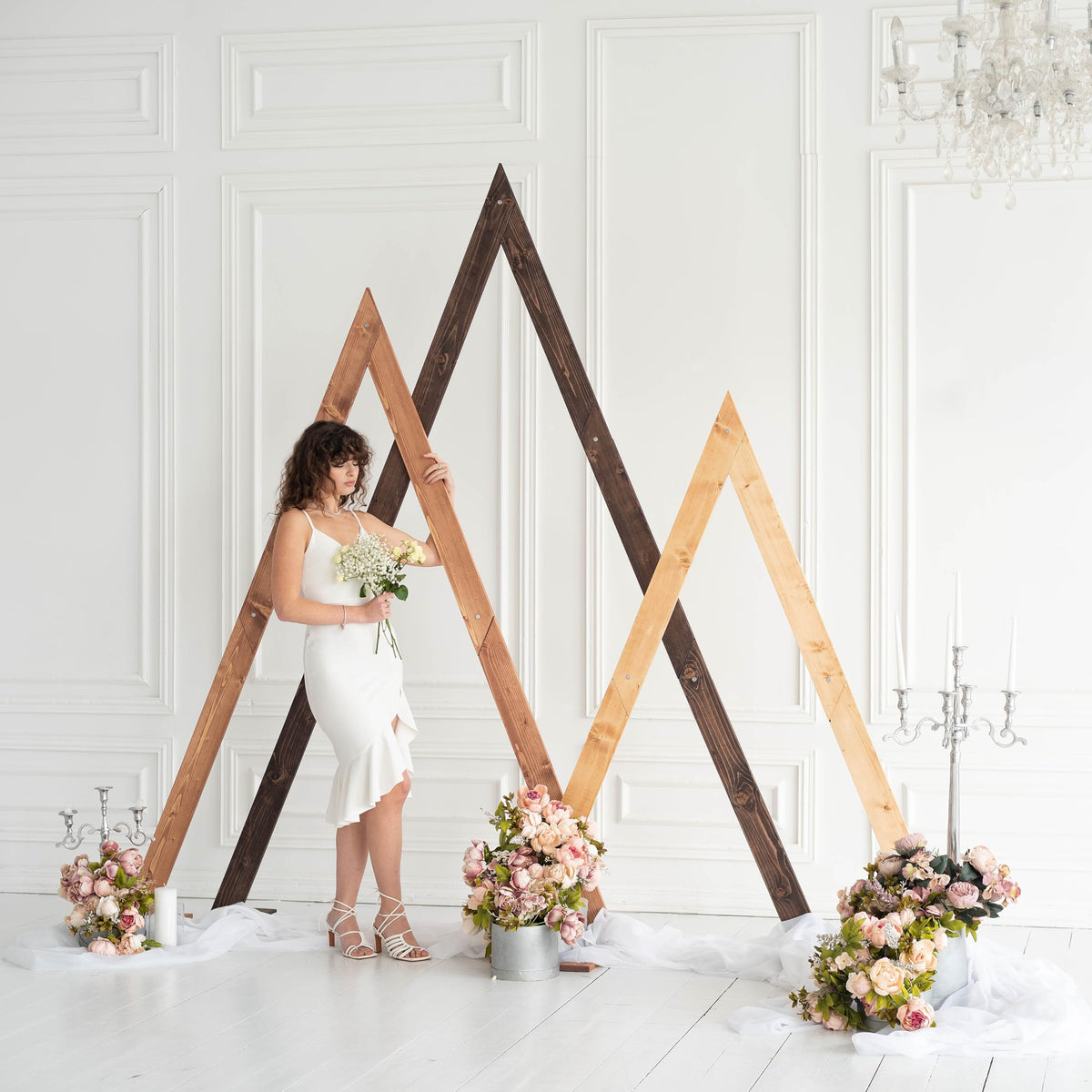 Wooden Arch for Wedding Boho Decor (Triangle)