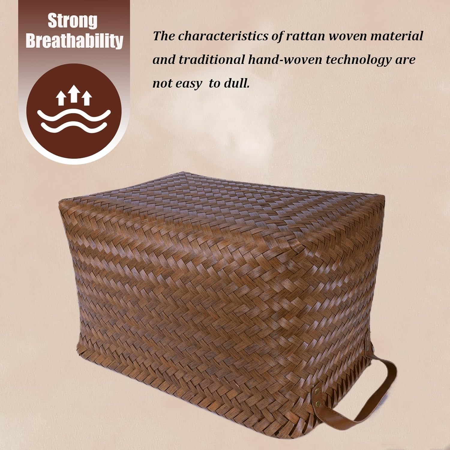 Handwoven Clothes Basket Laundry Hampers Large Wicker Storage Baskets for Shelves Blankets Closet Storage Bins Car