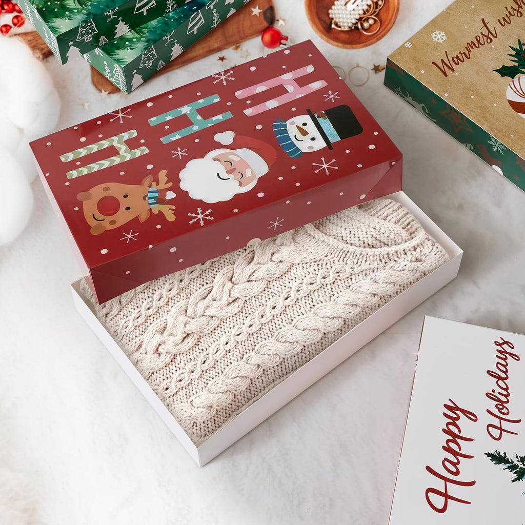 12 Pack Large Christmas Gifts Boxes with Lids for Presents, 17" Clothing Gift Boxes for Wrapping Bulk, 4 Designs of