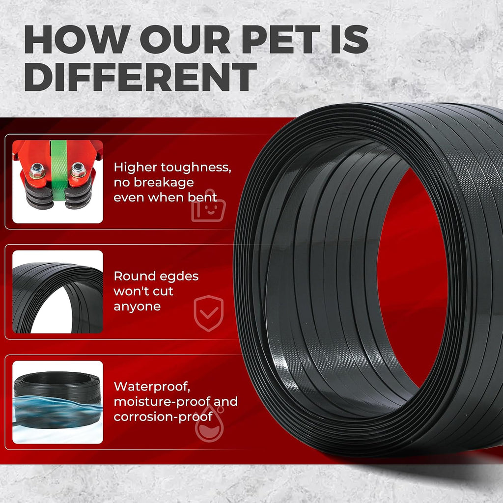 5/8" x1500 ft Black PET Strapping Kit with Self-Dispensing Box &100 Buckles