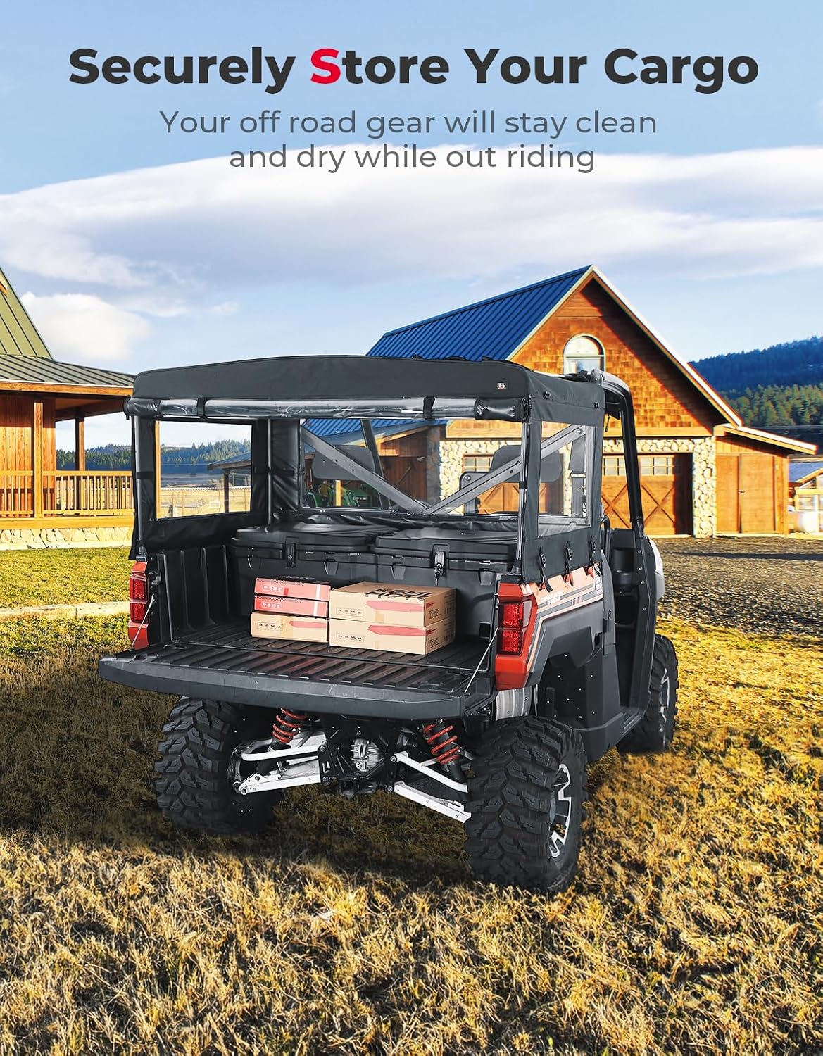 UTV Soft Cargo Camper Bed Cover Rack Compatible with Polaris Ranger 1000 / XP 1000 / Crew XP 1000/570 Full-Size