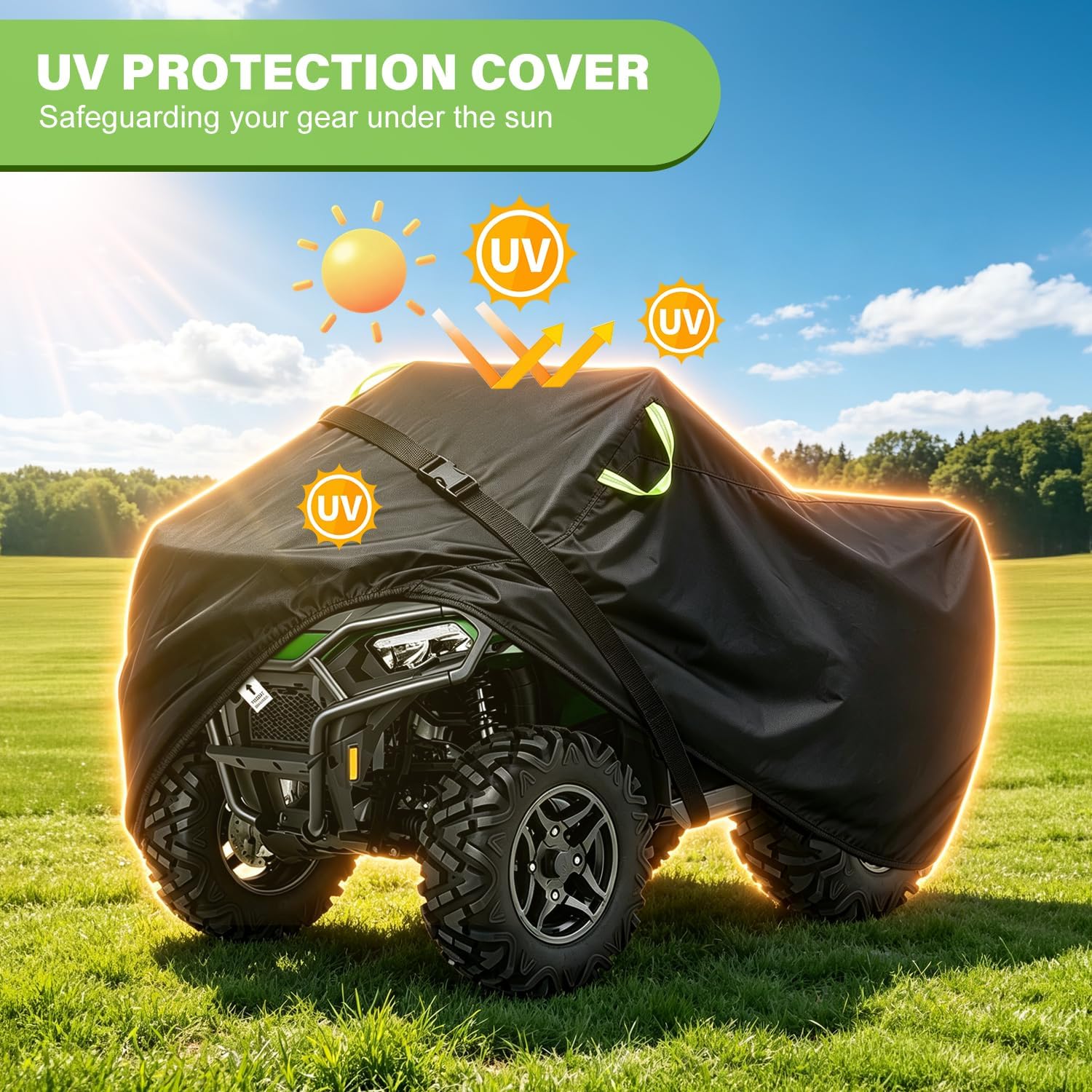 ATV Cover Waterproof Outdoor,Durable 420D Oxford Cloth,Buckle Straps | 4 Wheeler Covers,Four Wheeler Quad Storage