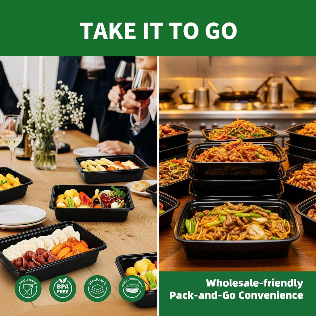 16oz Meal Prep Containers, 50 Pack Disposable Food Storage Boxes with Lids