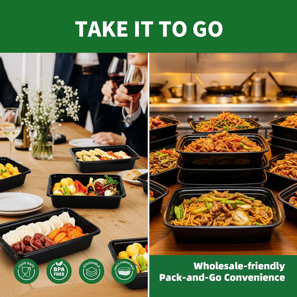 12oz Meal Prep Containers, 50 Pack Disposable Food Storage Boxes with Lids
