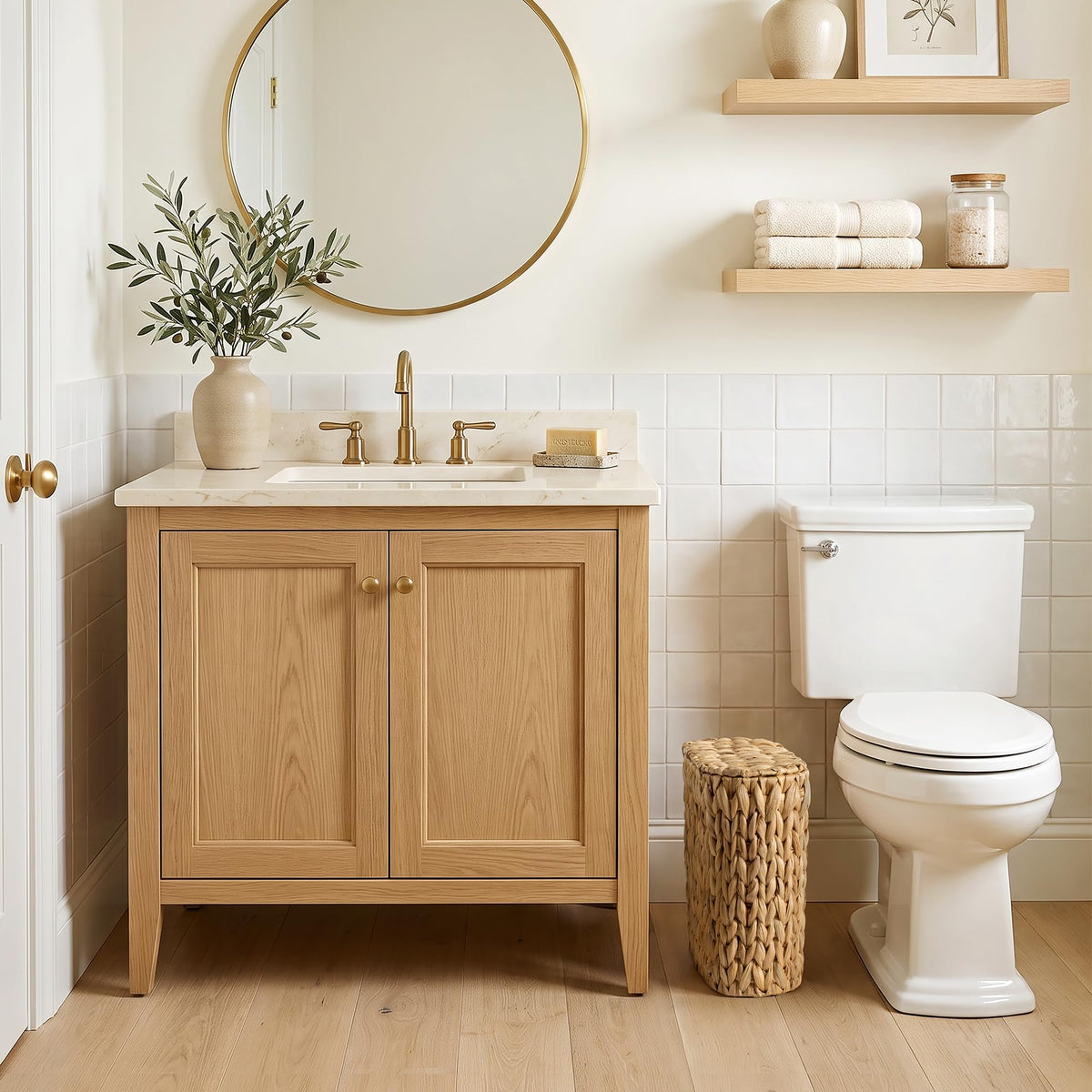 Wicker Bathroom Trash Cans with Removable Liner, Oval