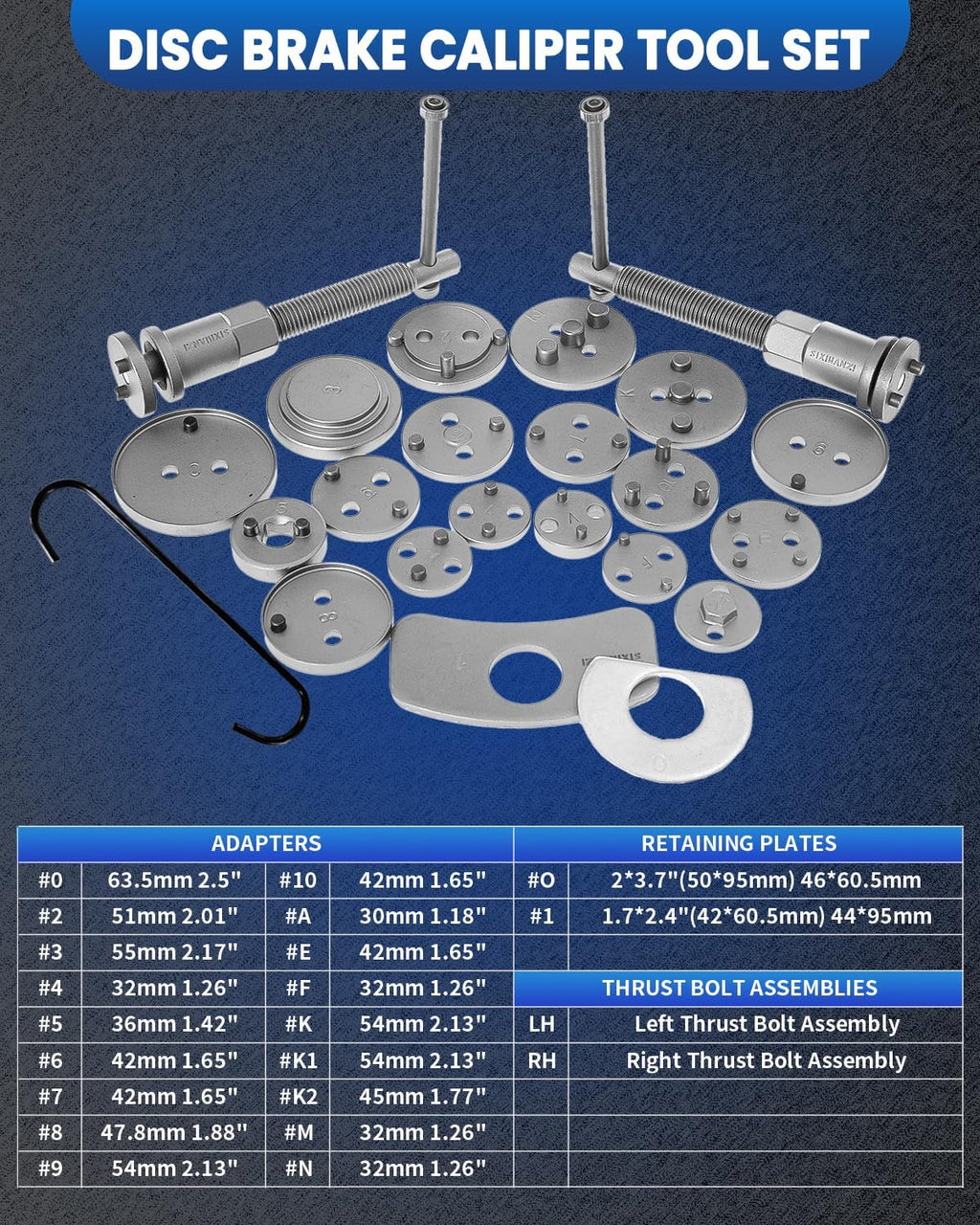 Brake Caliper Compression Tool, Caliper Piston Compressor 24pc