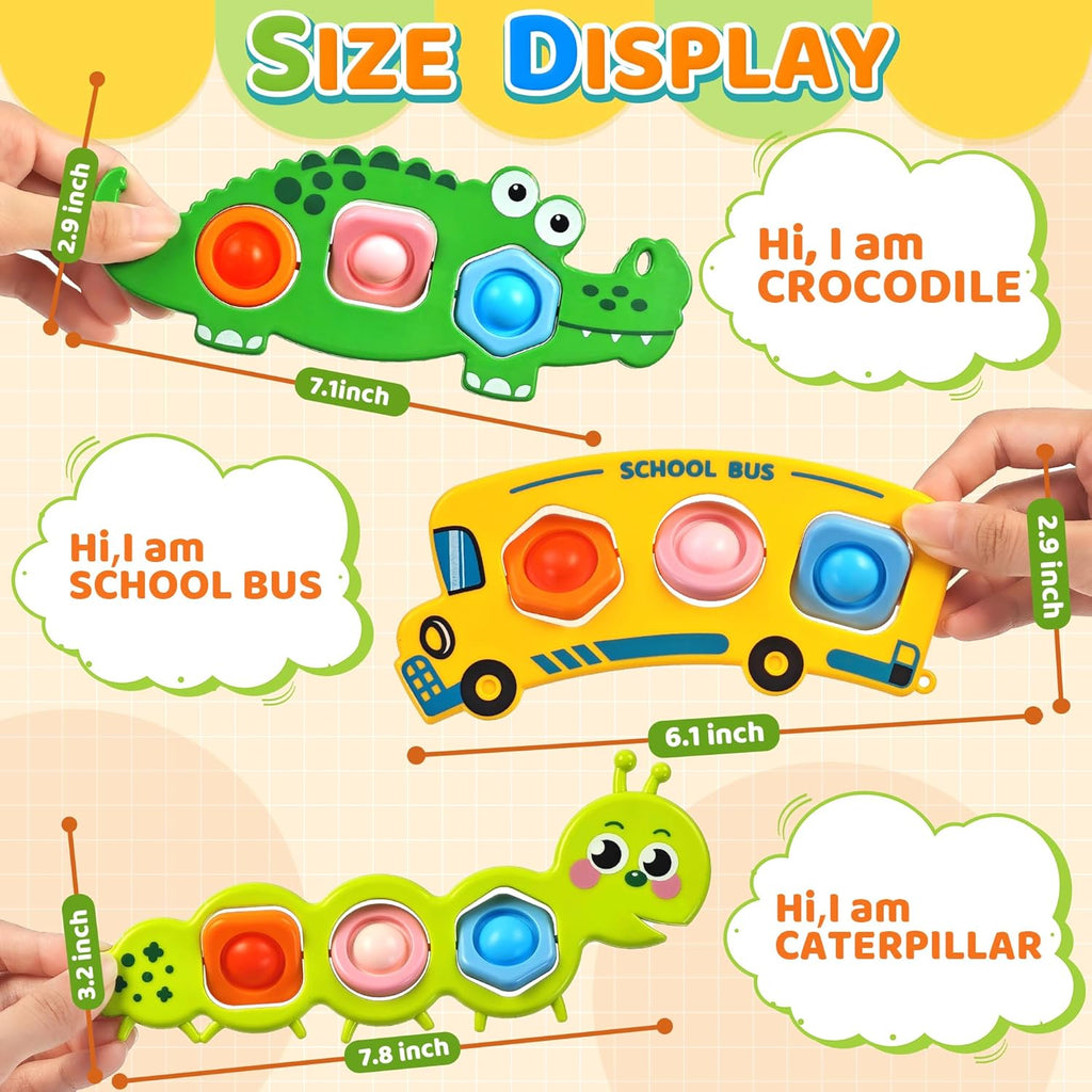 3PC Fidget Popper Sensory Toys Airplane Travel Activities for Toddlers Goodie Bags Pop It Fidget Toys for 12+ Month