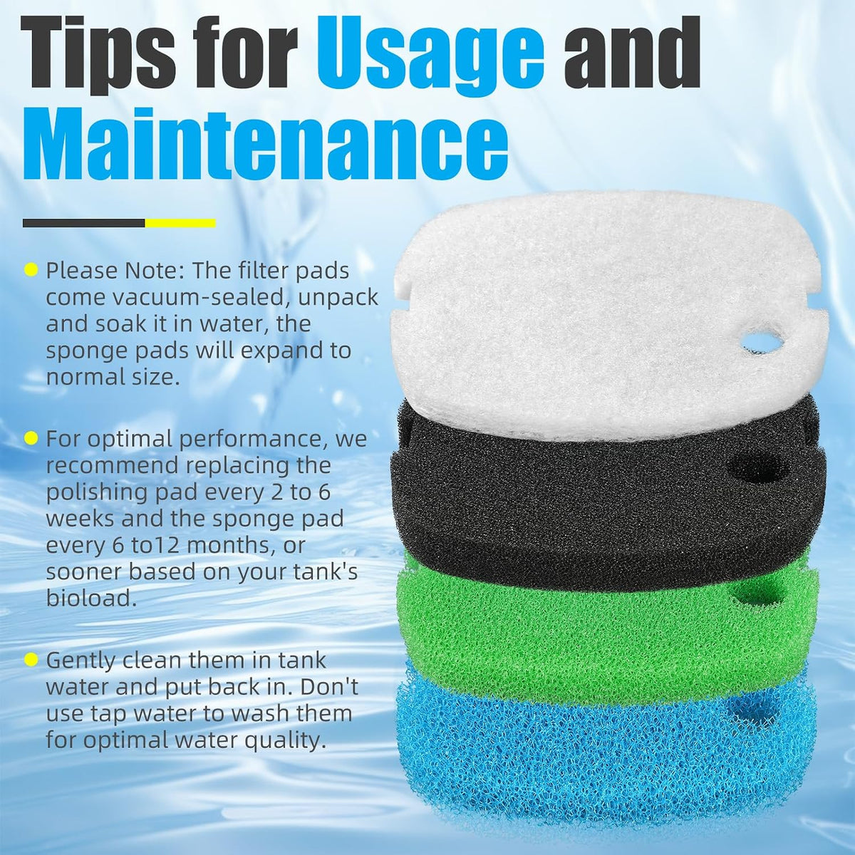 Replacement Canister Filter Pads Compatible with SUNSUN HW-302 Aquarium Filter Media Sponge Floss 16pcs