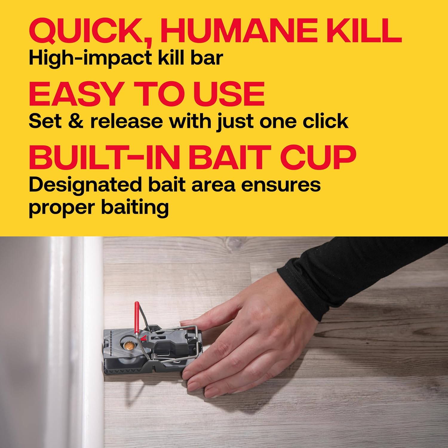 Power-Kill Mouse Traps, 6-Pack Humane Snap Traps | Indoor Mice Control, Reusable Easy Set Rodent Traps, Safe for Use