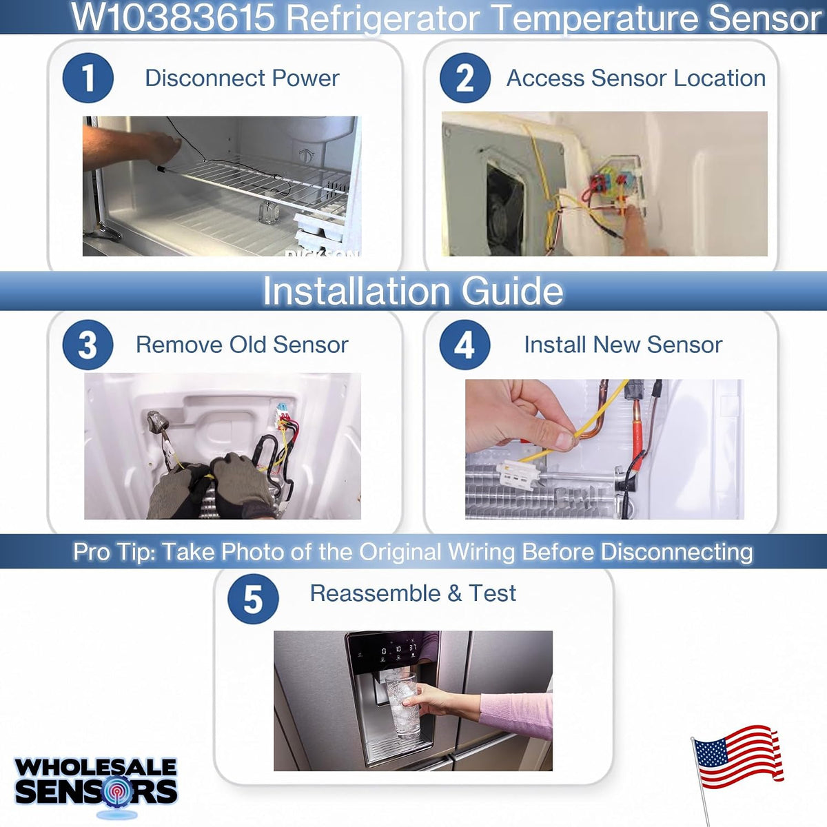 Replacement Whirlpool W10383615 Refrigerator Thermistor 12 Month Warranty & USA Support