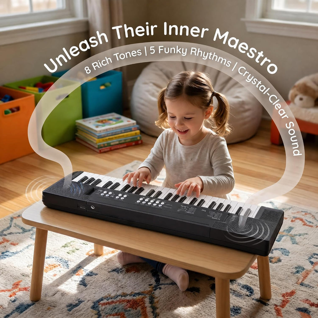 54-Key Kids Keyboard Piano, Electronic Musical Toy for Kids Ages 3+ | Kids Piano with Microphone & USB Cable