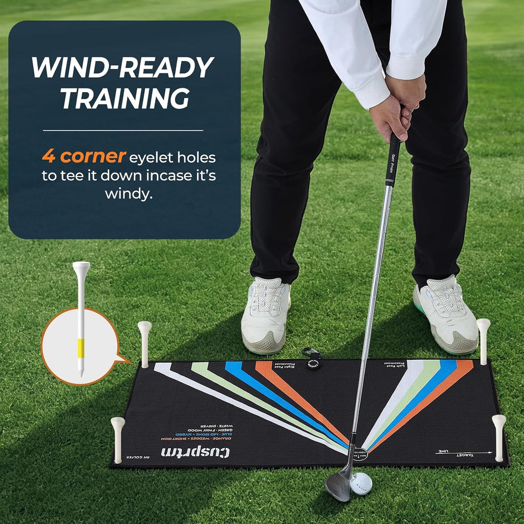 Magnetic Golf Stance Towel & Alignment Training Aid (Right Handed) – Dual-Sided Proper Ball Position & Foot Placement
