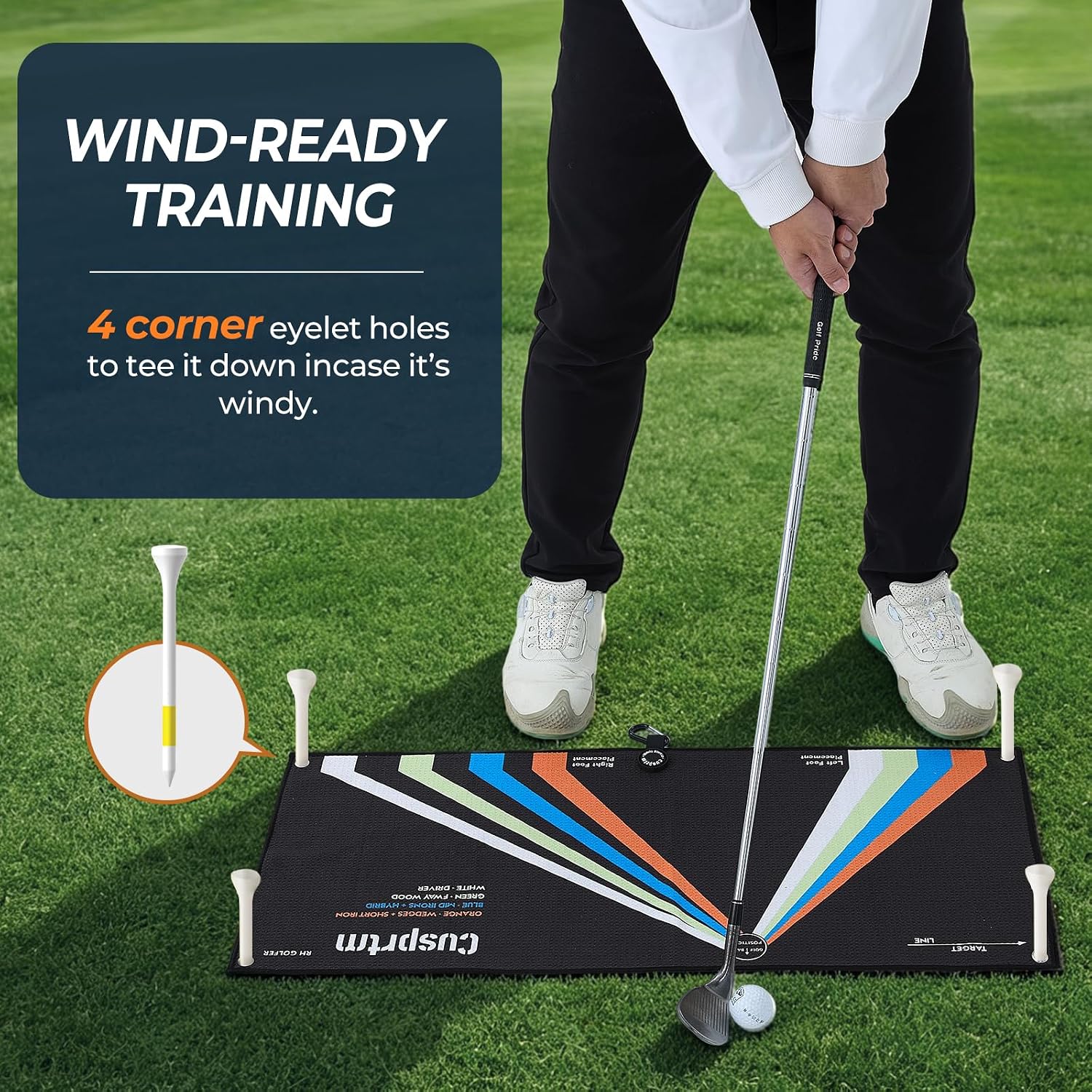Magnetic Golf Stance Towel & Alignment Training Aid (Right Handed) – Dual-Sided Proper Ball Position & Foot Placement