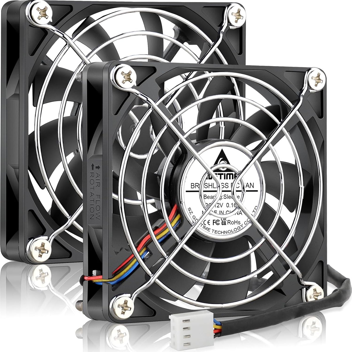 GDSTIME 8015 PWM Slim Fan, 80mm 12V 4-Pin Quiet Computer Case Fans, 2-Pack
