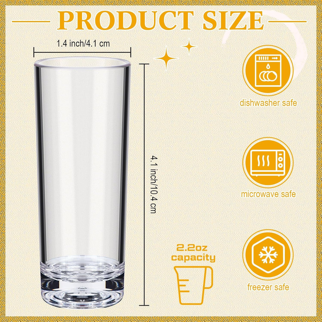 72 Pcs 2.2 oz Shot Glasses Set, Mini Shot Cup Bulk, Tall