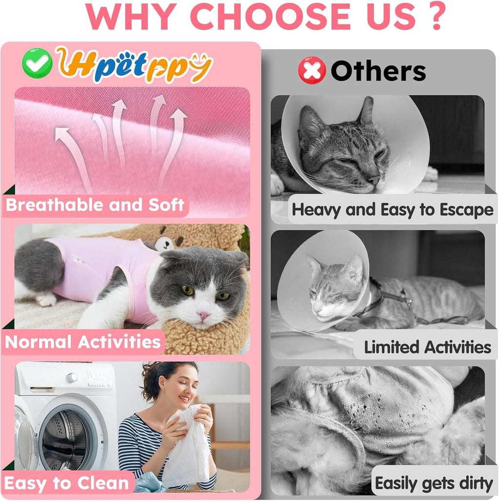 Cat Recovery Suit, Breathable Cat Surgery Recovery Suit Female, Cat Onesie for Cats After Surgery Spay Surgical