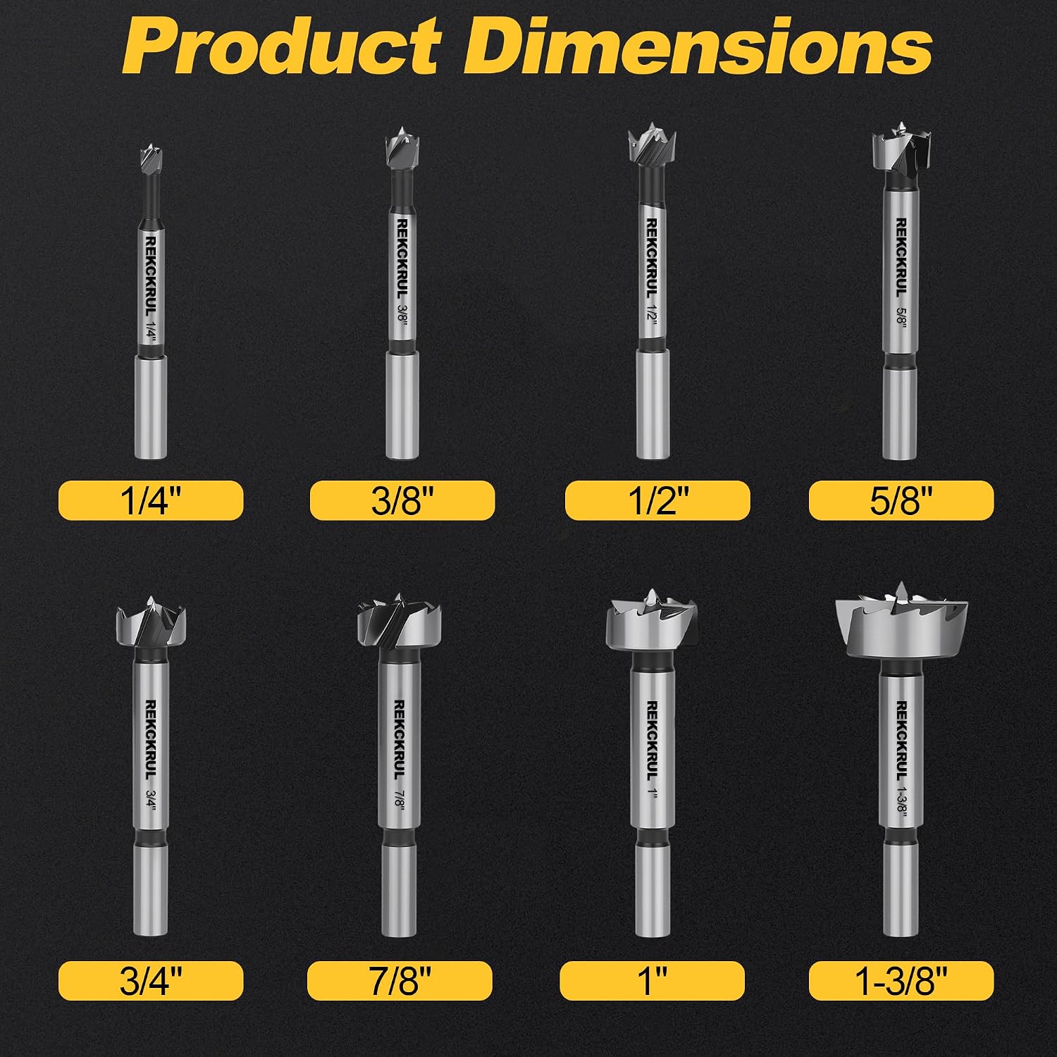 Forstner Bit Set 8Pcs - Forstner Drill Bit for Woodworking | Hinge Cutter for Hardwood, Plywood, Plastic