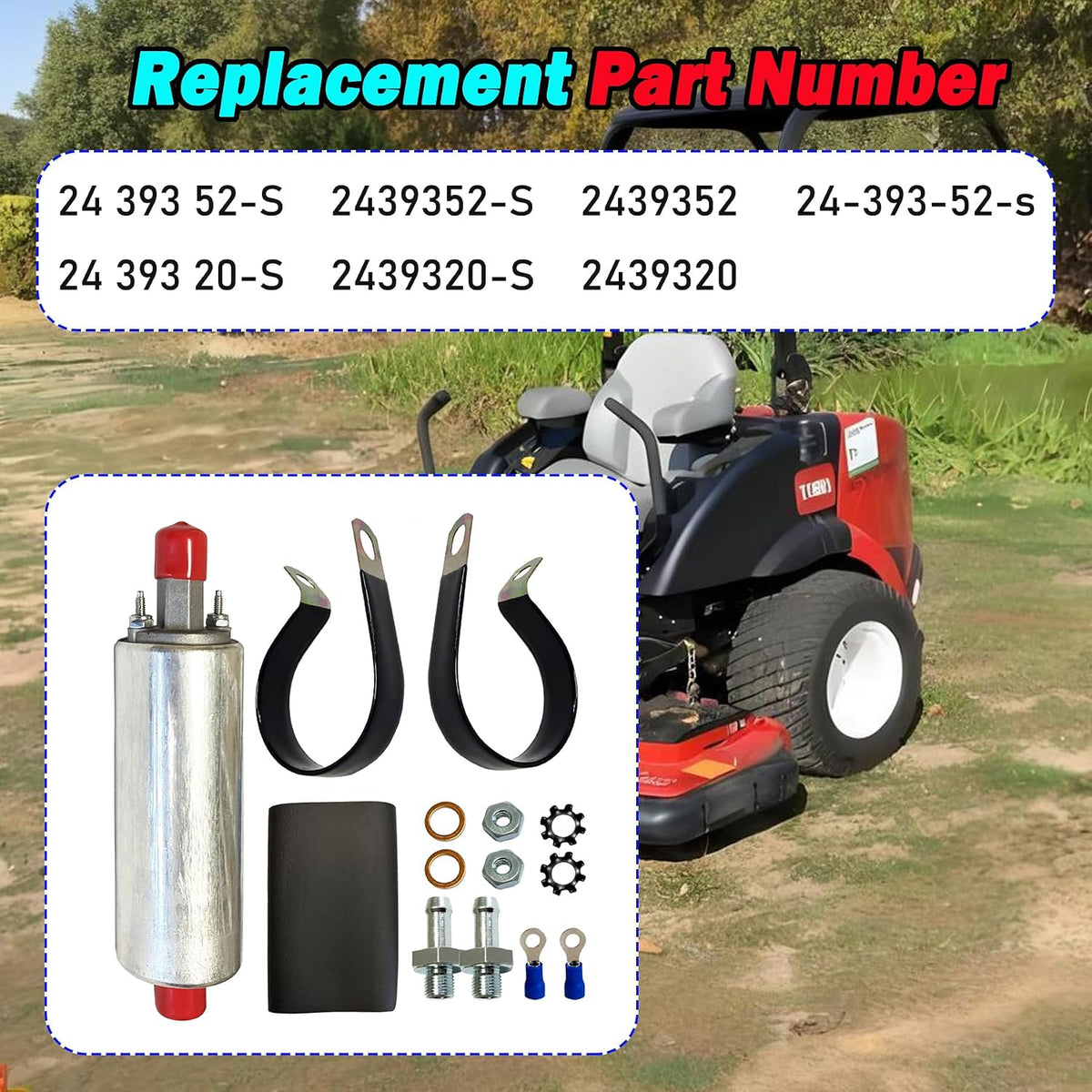 2439352-S 2439320 Fuel Pump Assembly Fits for Kohler Command Toro Zero Turn Mowers Lawn Tractors, 24 393 52-S, 2439352, 24-393-52-s 2439320-S 24 393 20-S Fuel Pump Module Assembly
