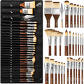 30pcs Paint Brush Set, Professional Acrylic Paint Brushes with Paint Spatula and Cloth Roll, Paintbrushes for Acrylic