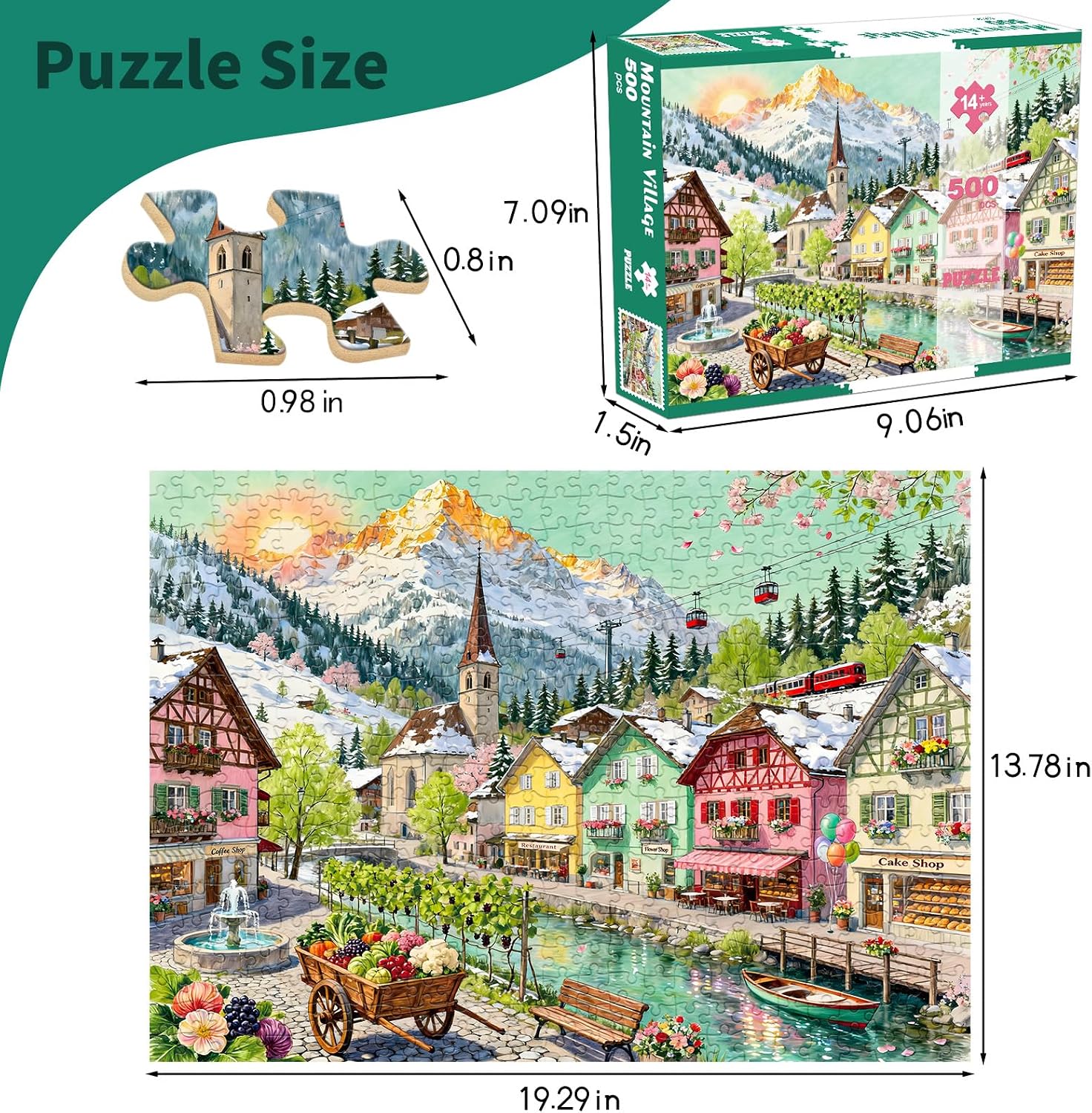 Mountain Village Sunset Puzzles for Adults 500 Piece, Jigsaw Puzzles for Adults, Adult Challenging Game Toys