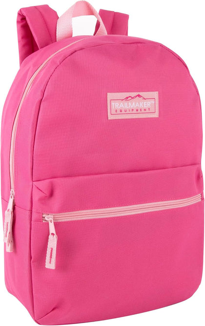 Classic 17 inch Backpacks with Adjustable Padded Straps | School Backpacks for Girls, Boys (Pink)