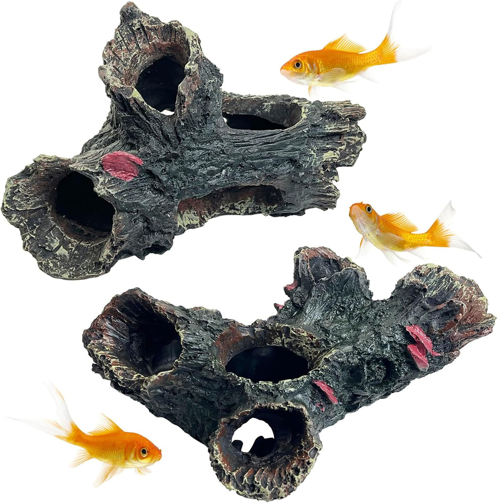 2 Pcs Decaying Trunk Aquarium, Betta Fish Ornament, Freshwater Ornament - Small Resin Aquarium Decoration Log, 20