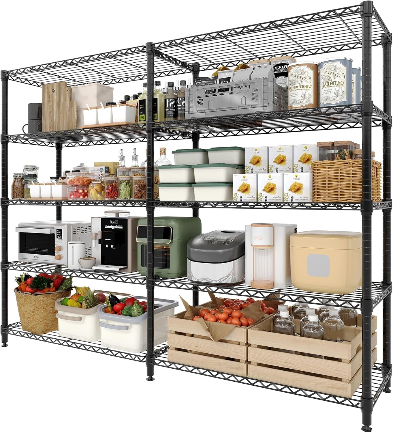 Storage Shelves 70" H Wire Shelving Rack, 5-Tier Garage Shelving Heavy Duty Metal Storage Shelves for Kitchen Pantry