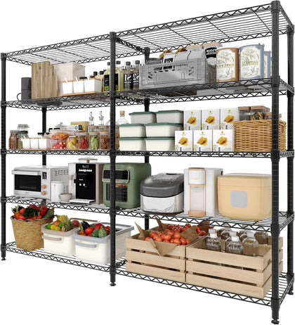 Storage Shelves 70" H Wire Shelving Rack, 5-Tier Garage Shelving Heavy Duty Metal Storage Shelves for Kitchen Pantry