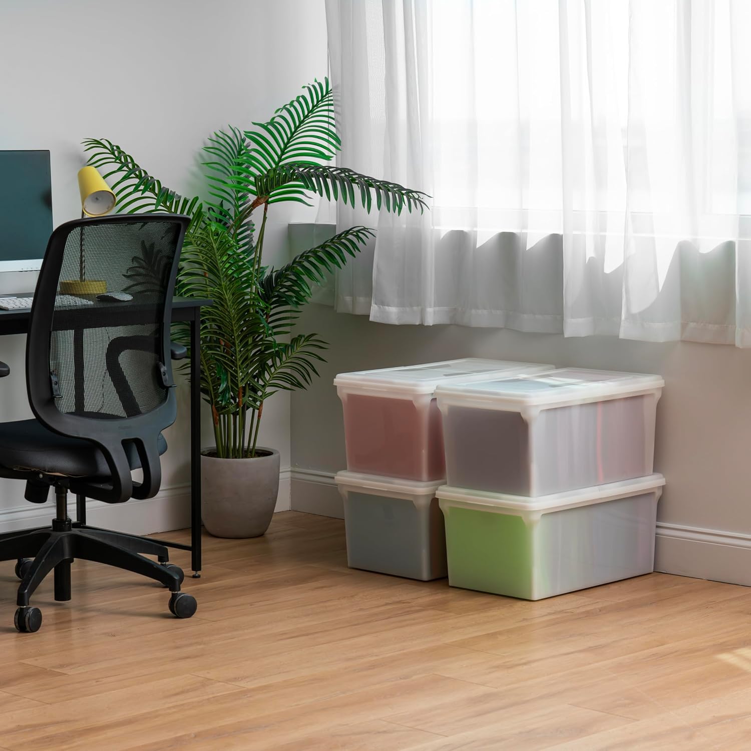Snap Securing File Box, File Box with Locking Lid, Secure Document Storage Container for Letter/Legal Files, Portable