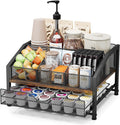 Coffee Bar Organizer, Metal & Wood Coffee Station Holds 42 K Cup