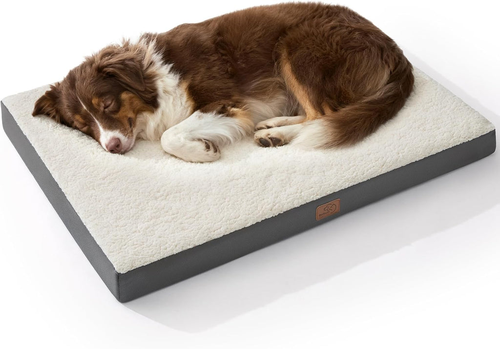 Dog Beds Large Sized Dog - Comfy Flat Pet Beds with Removable Washable Cover, Orthopedic Egg Crate Foam Puppy Mat