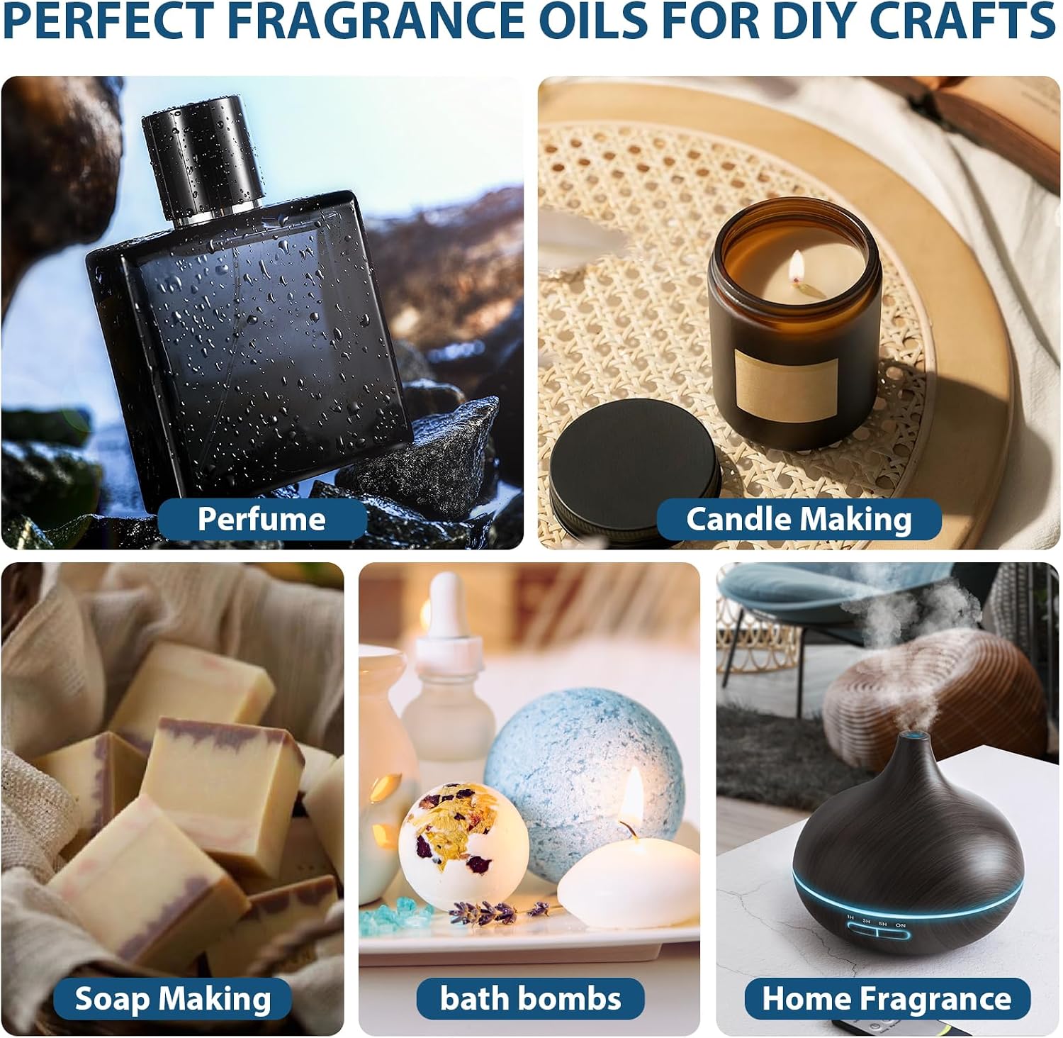Fragrance Oil Charming Men's Set Diffuser Oil for Home（6 x 10 ML） | Soap & Candle Making Scents, Aromatherapy