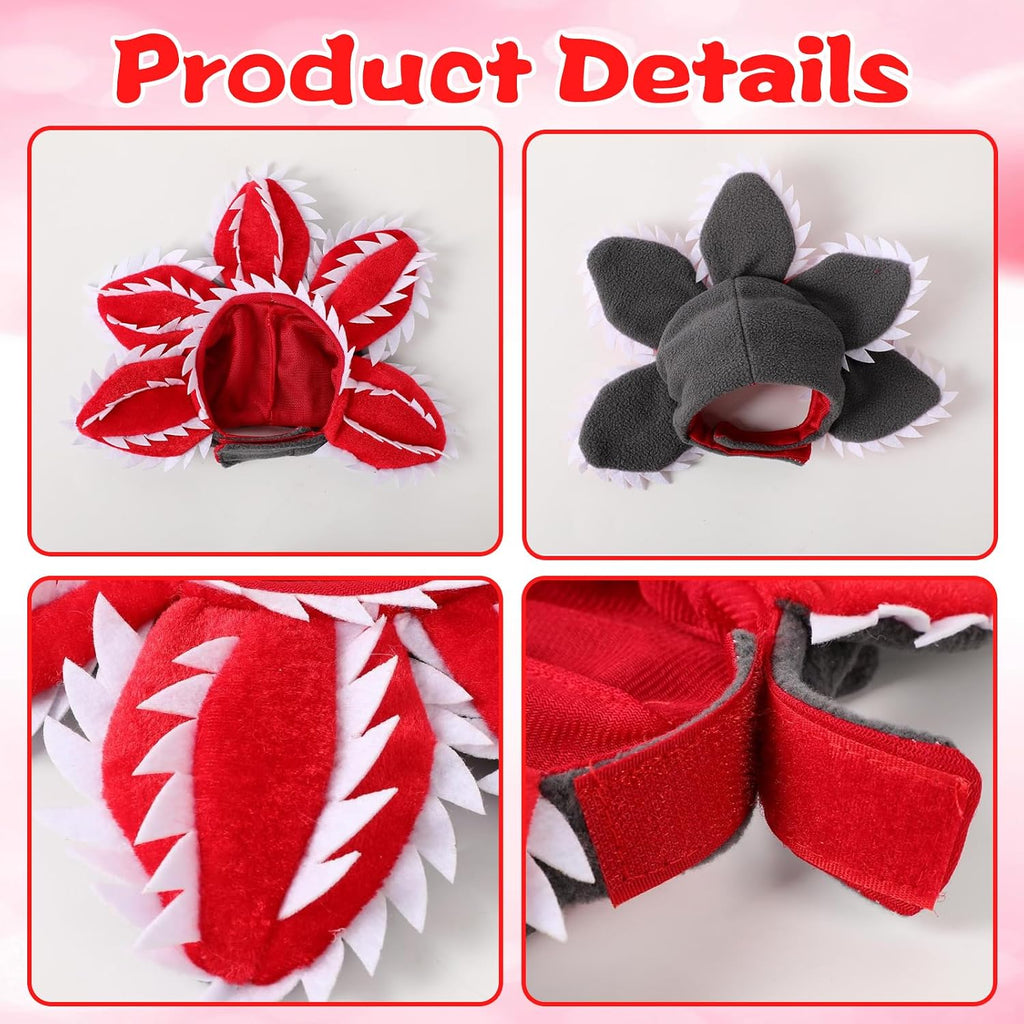 Pet Demon Dog Costume Funny Carnivorous Plant Dog Adjustable Hat Costume with Soft Material Flower Accents (Large)
