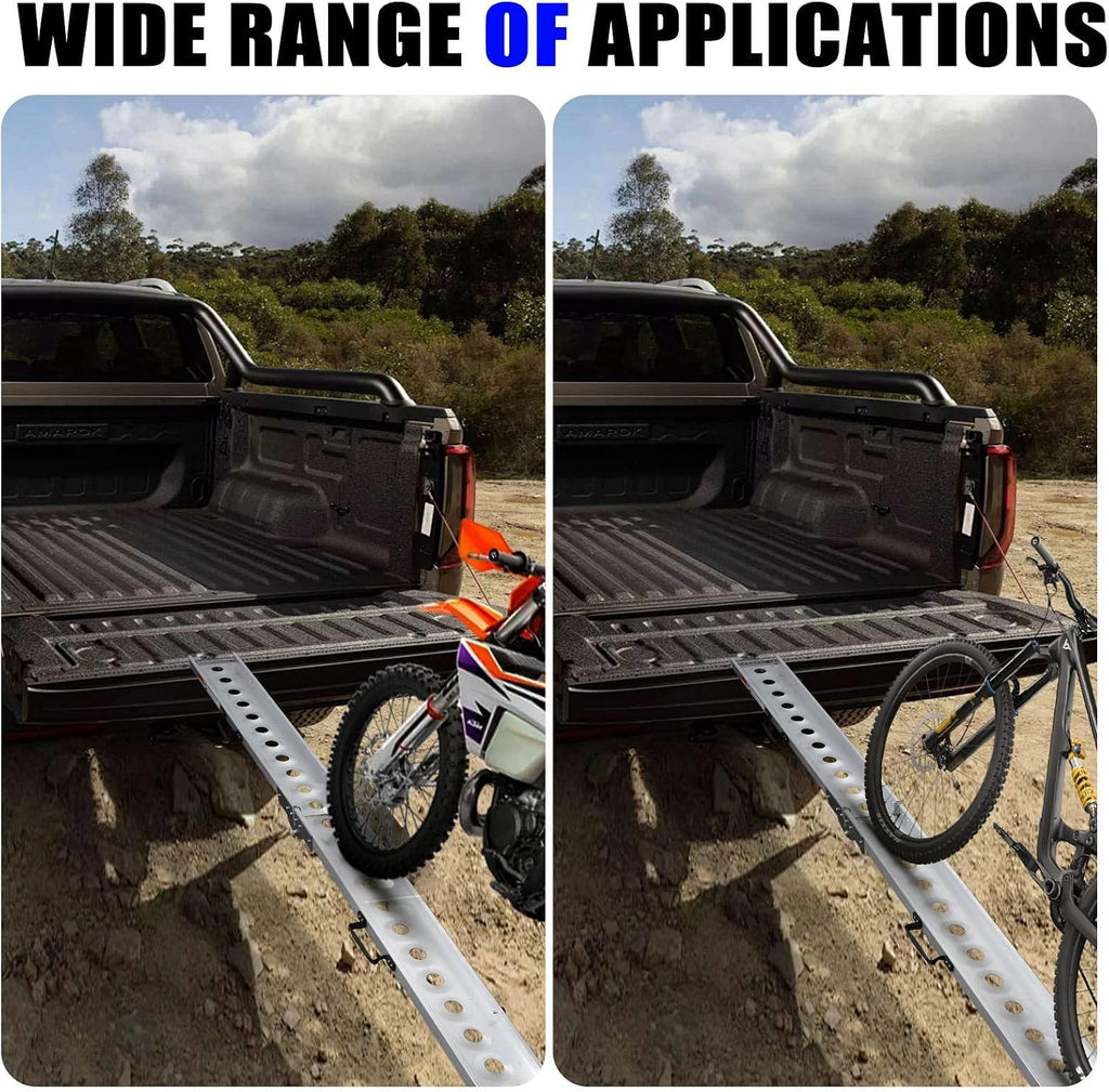 Aluminum Motorcycle Ramp, 440 lbs Capacity, 84.56" x 7.16" Folding Dirt Bike Loading Ramp with Dual Carry Handles &