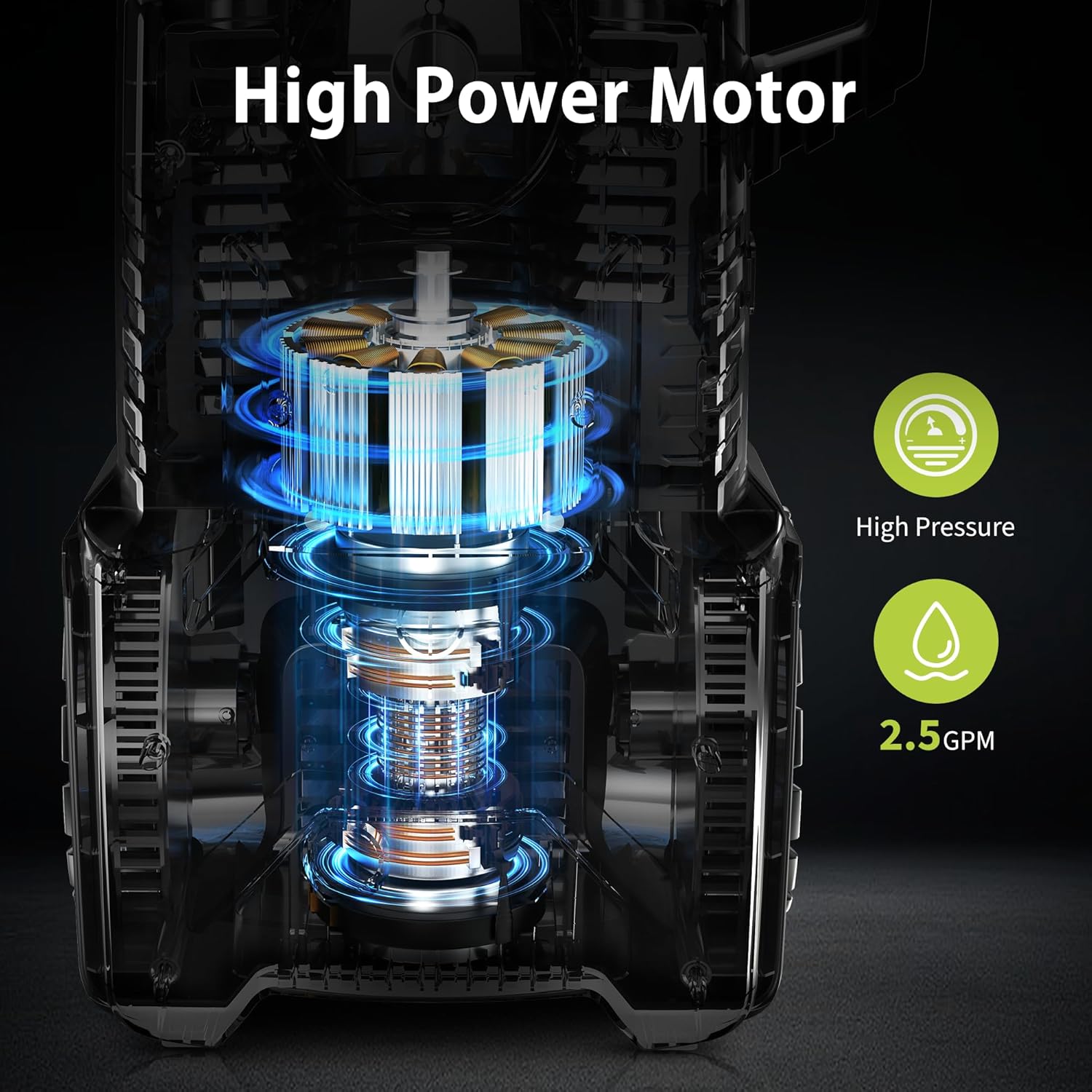 Adjustable 5000 PSI Pressure Washer,2.5 Max GPM Power Washer with 33 FT Retractable Hose Reel, Stainless Steel Lance