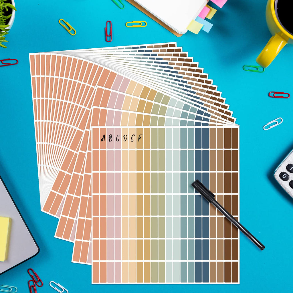 20 Sheets Color Coding Labels, Trendy Color, 0.5 x 1.77 Inch