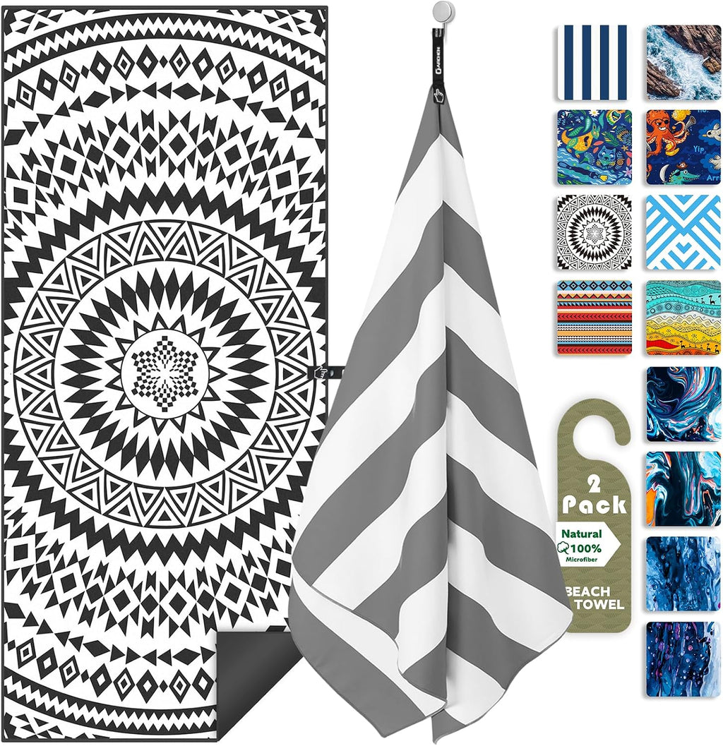 Microfiber Beach Towels Oversize Quick Dry Towel [1 or 4 Pack] - Travel Beach Towel for Swimming Pool, Sand Free