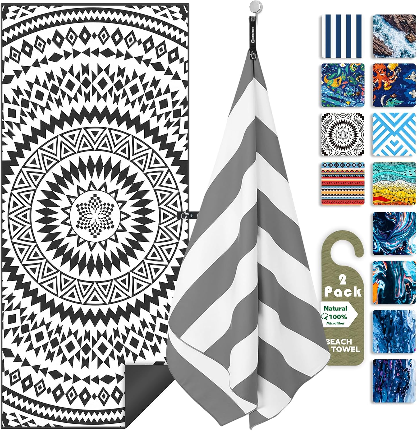 Microfiber Beach Towels Oversize Quick Dry Towel [1 or 4 Pack] - Travel Beach Towel for Swimming Pool, Sand Free